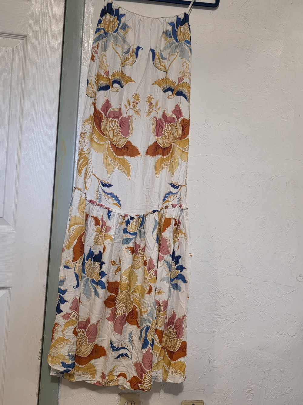 FARM Rio White Maxi Dress with Yellow, Pink & Blue Floral Print